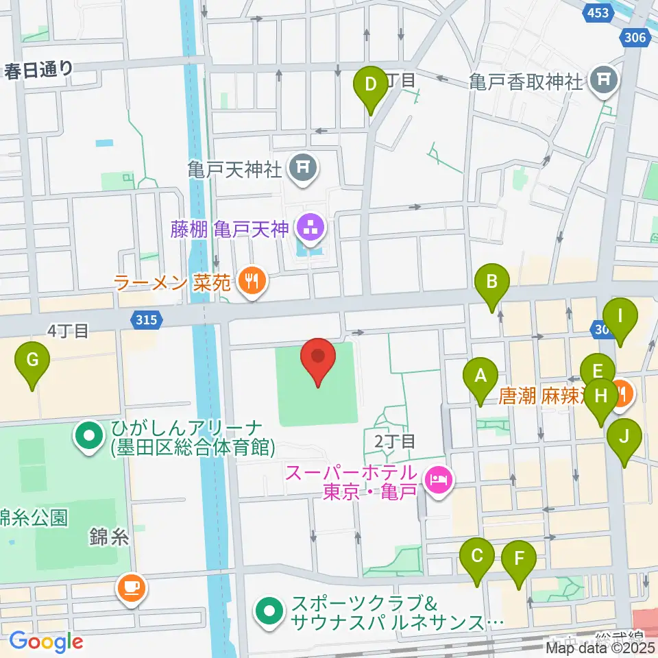 江東区営亀戸野球場周辺のコンビニエンスストア一覧地図