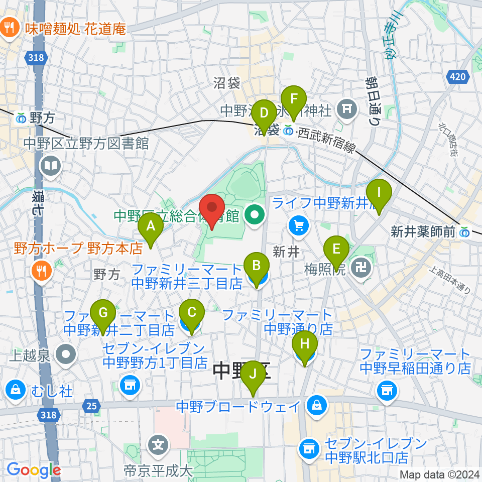 平和の森公園草地広場周辺のコンビニエンスストア一覧地図