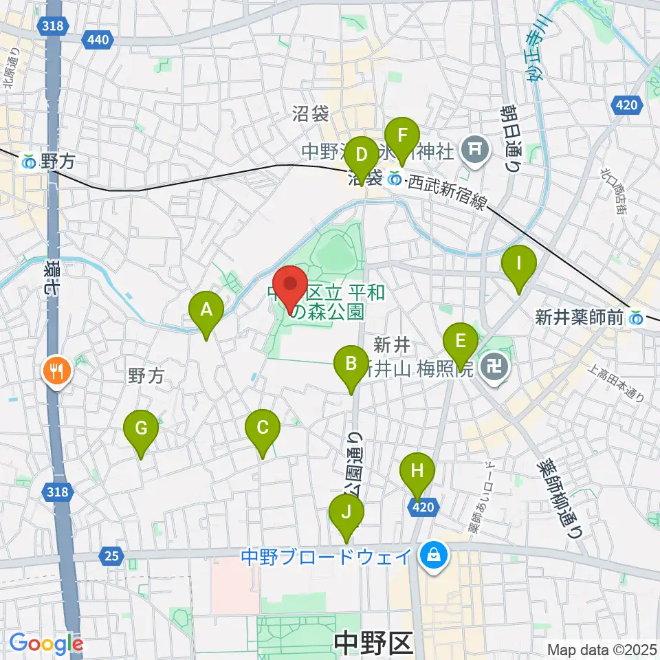 平和の森公園草地広場周辺のコンビニエンスストア一覧地図