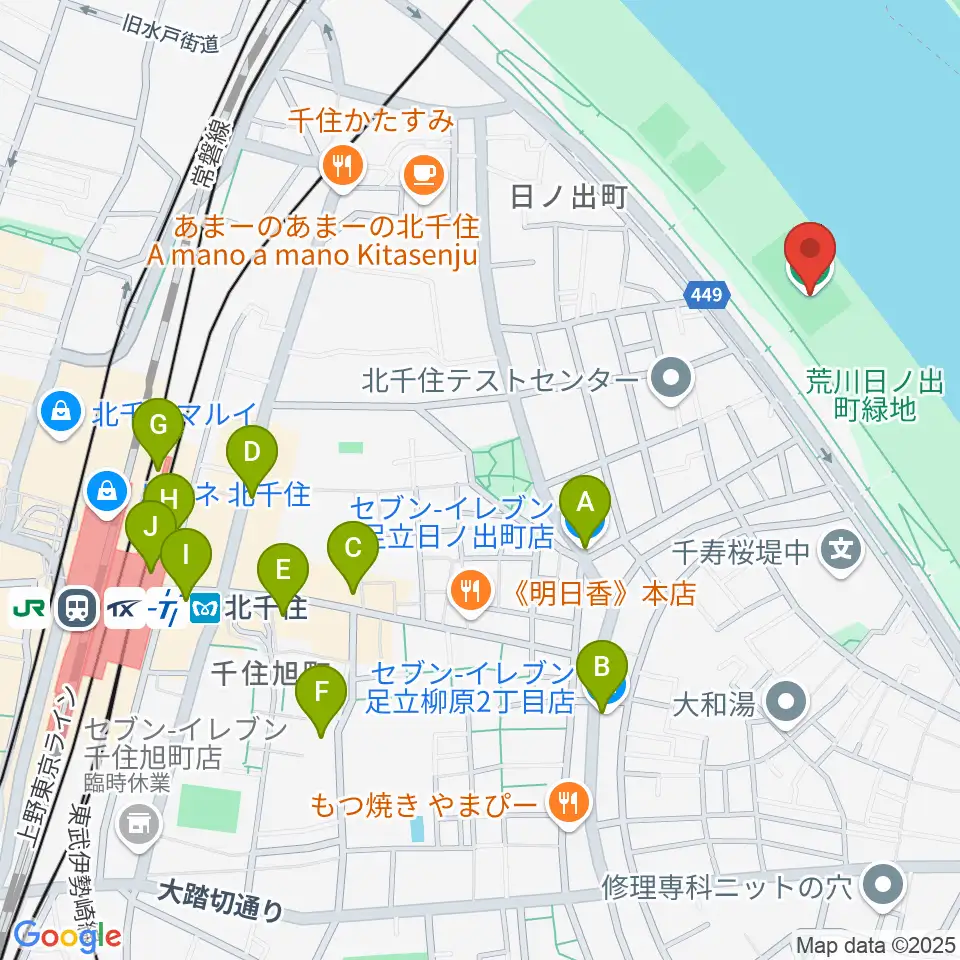 日の出町緑地球技場周辺のコンビニエンスストア一覧地図