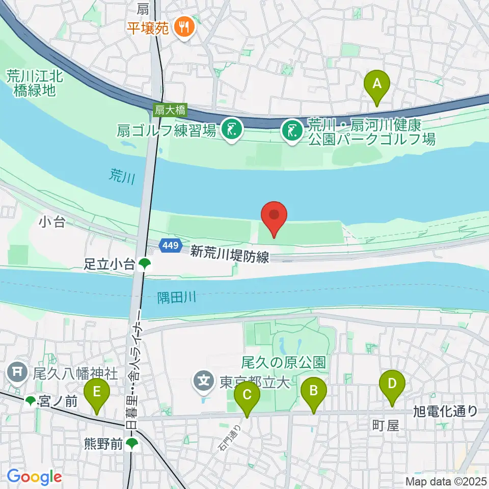 荒川区少年運動場サッカー場周辺のコンビニエンスストア一覧地図