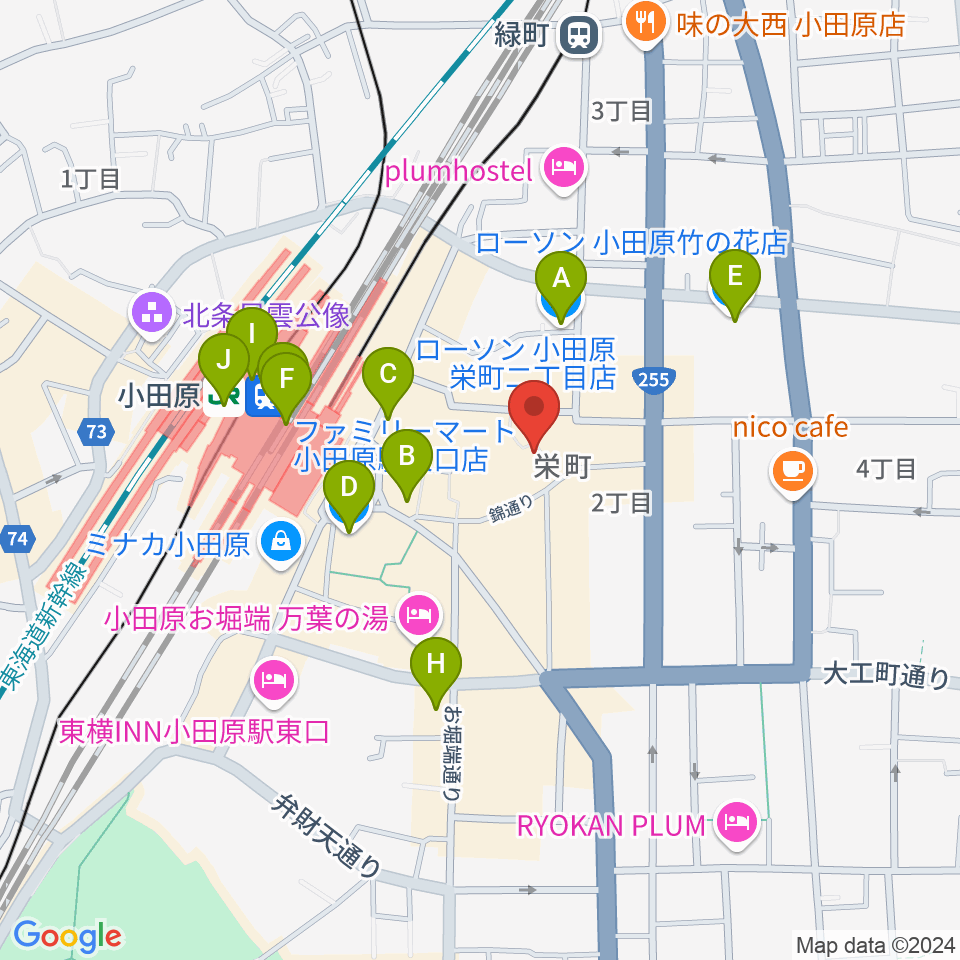 小田原シネマ館周辺のコンビニエンスストア一覧地図