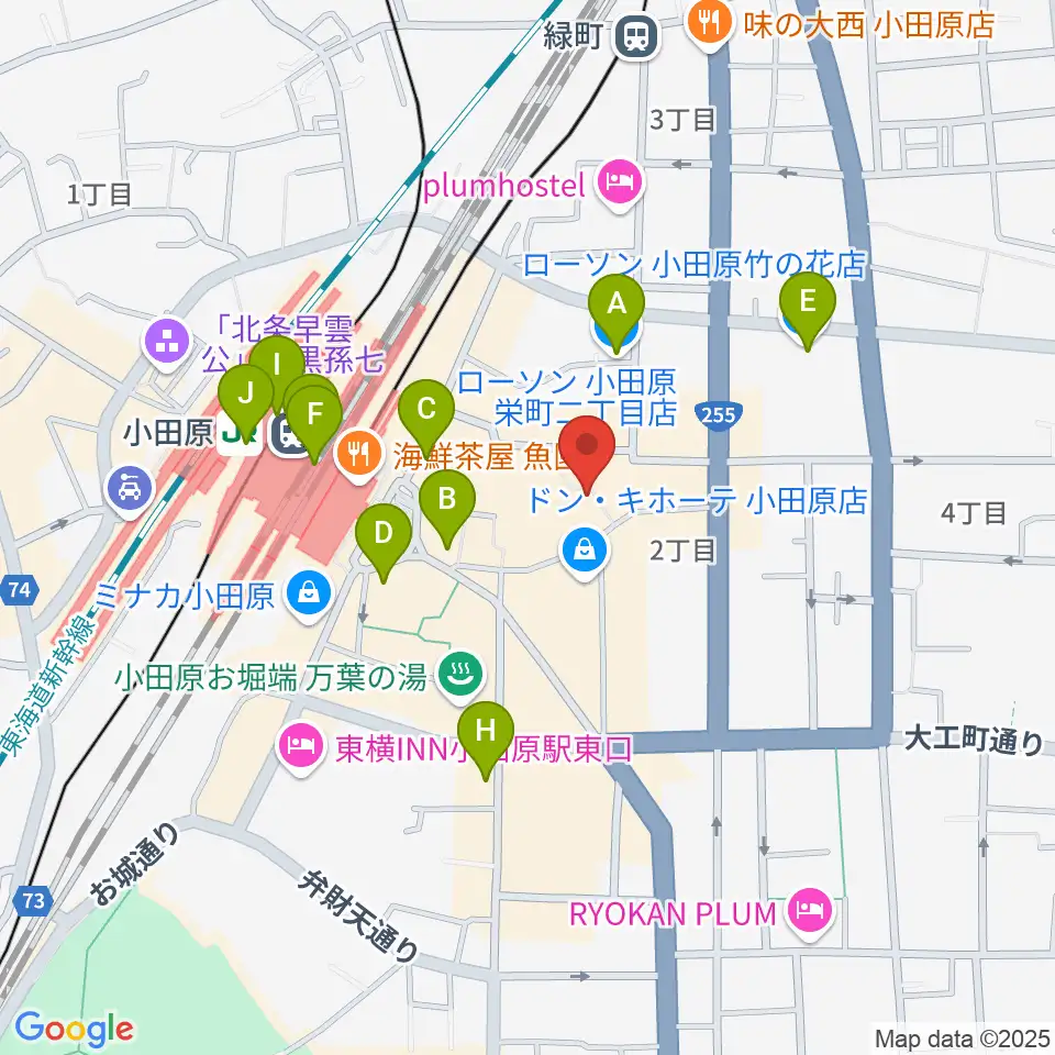 小田原シネマ館周辺のコンビニエンスストア一覧地図