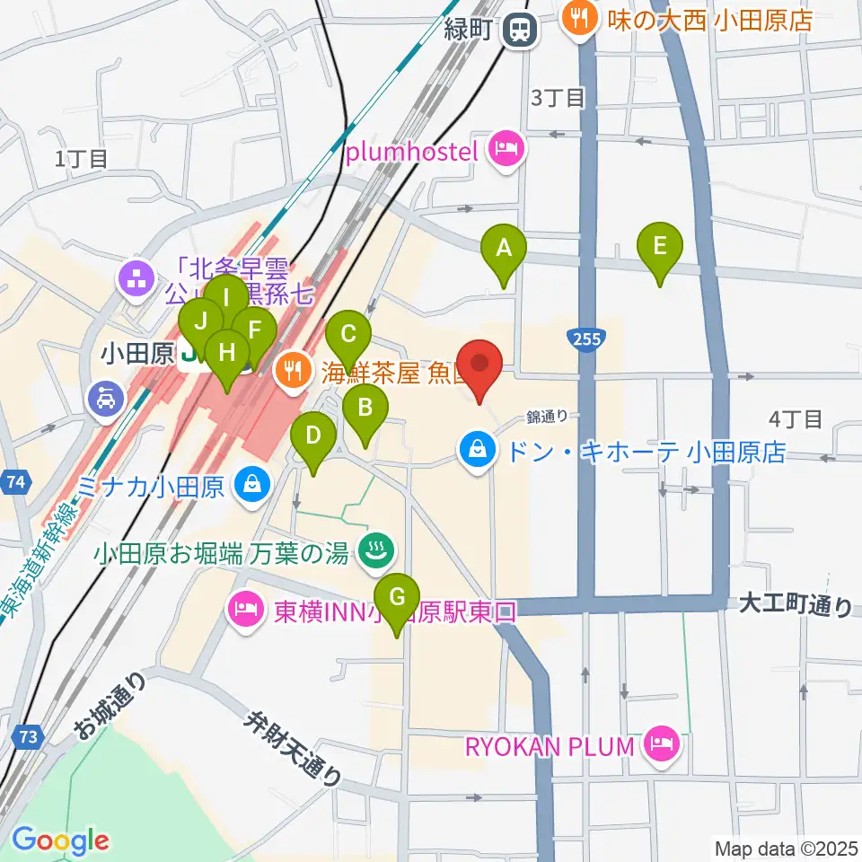 小田原シネマ館周辺のコンビニエンスストア一覧地図