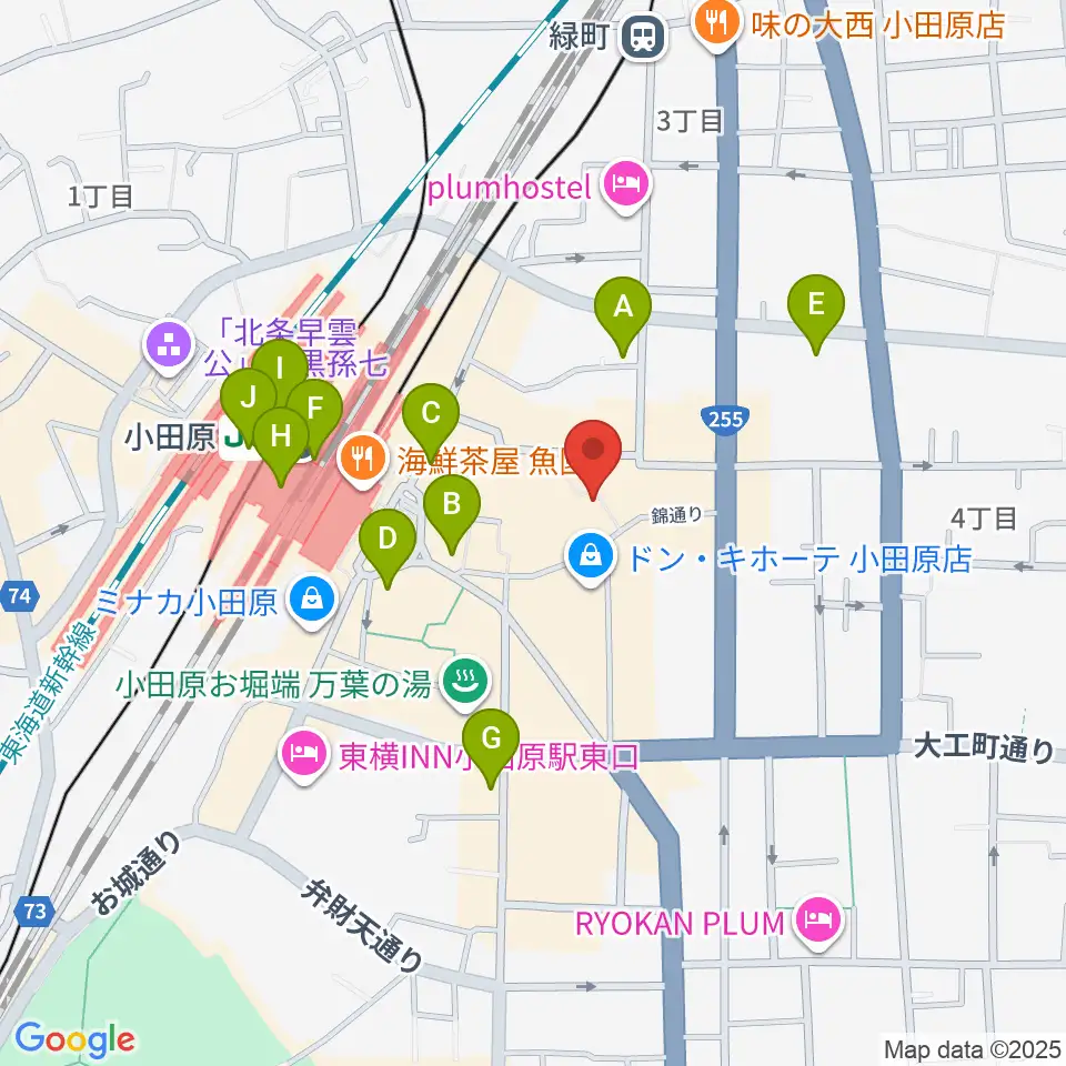 小田原シネマ館周辺のコンビニエンスストア一覧地図