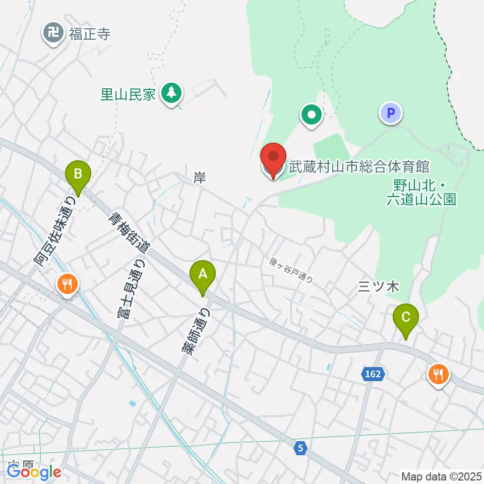 武蔵村山市総合体育館周辺のコンビニエンスストア一覧地図