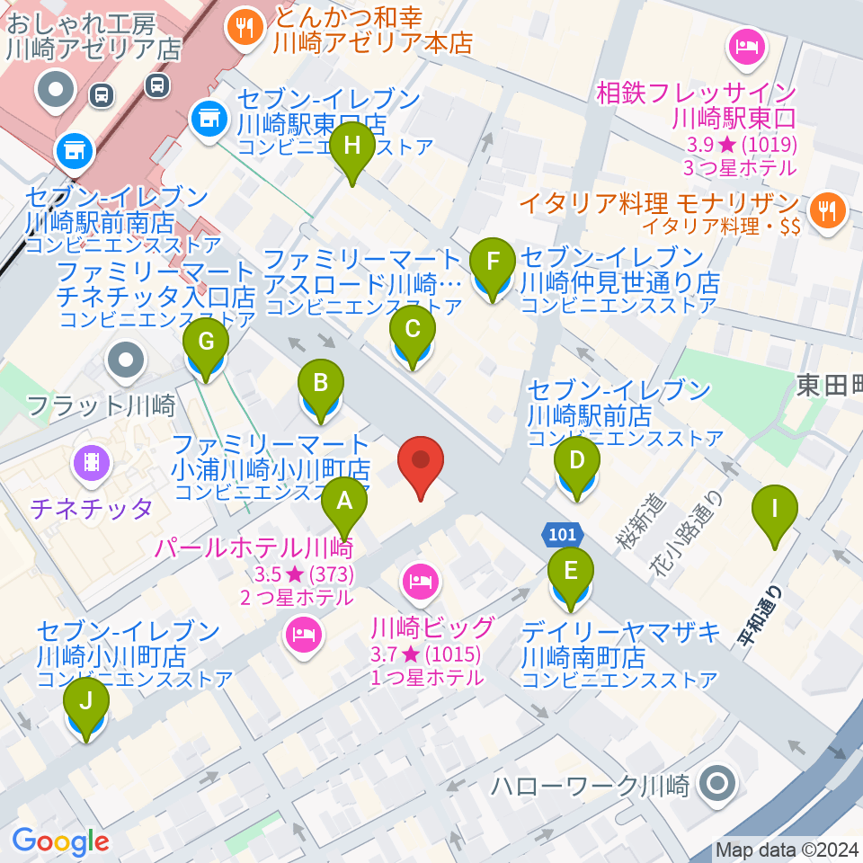 サウンドスタジオ八泉周辺のコンビニエンスストア一覧地図