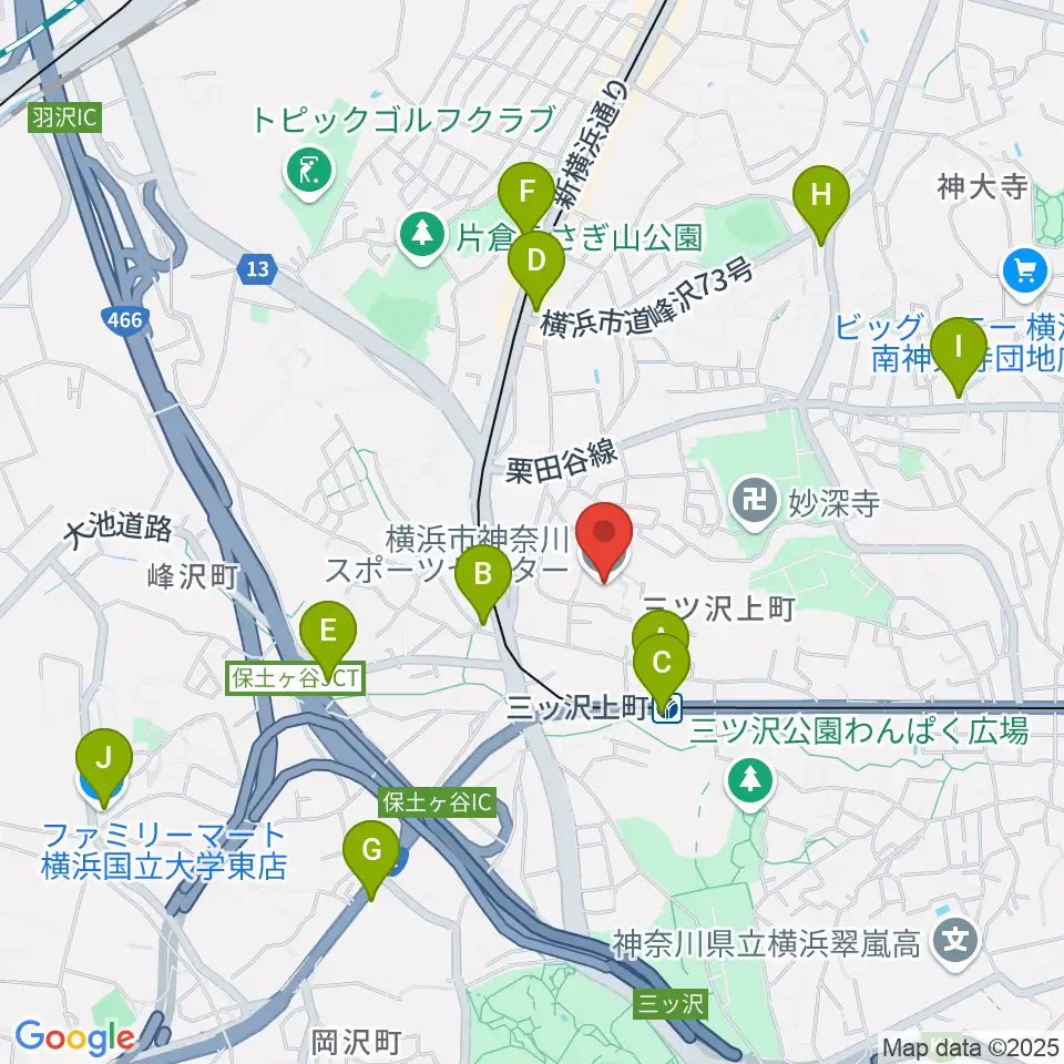 横浜市神奈川スポーツセンター周辺のコンビニエンスストア一覧地図