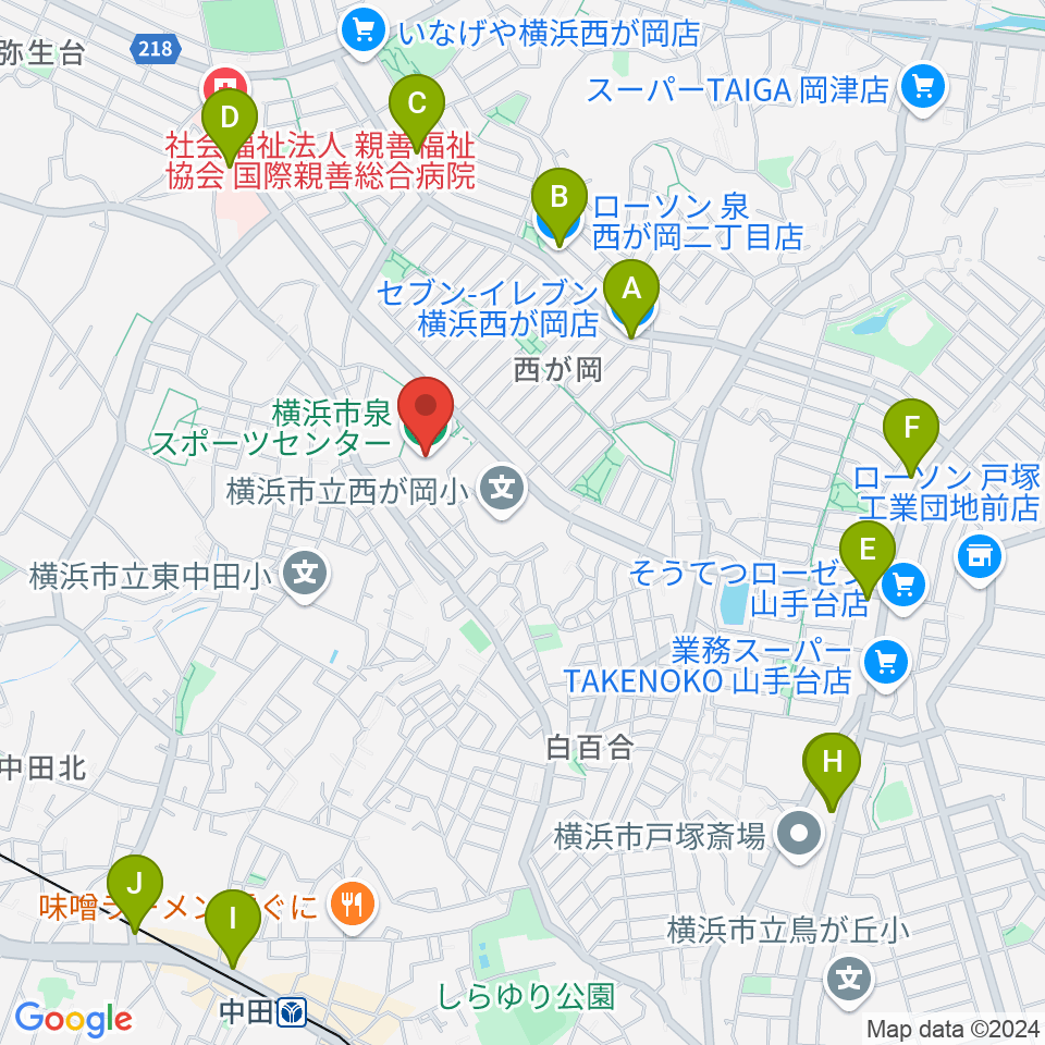 横浜市泉スポーツセンター周辺のコンビニエンスストア一覧地図