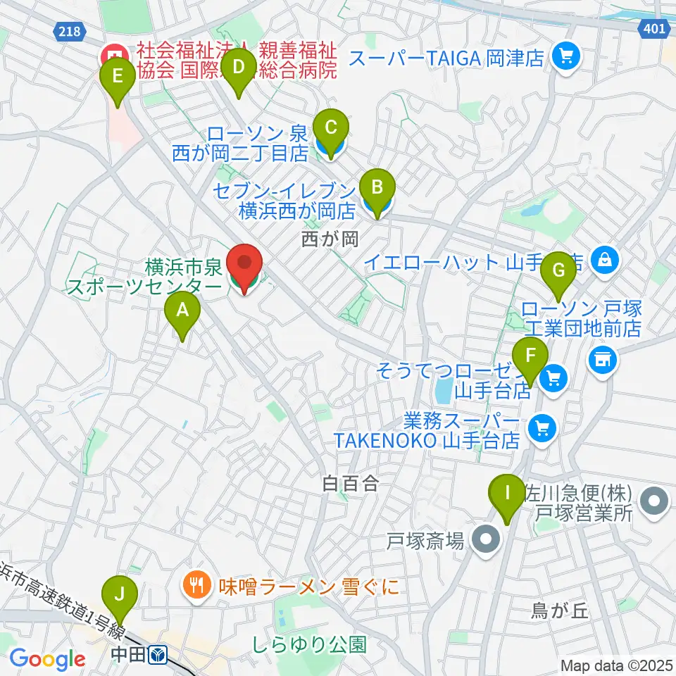 横浜市泉スポーツセンター周辺のコンビニエンスストア一覧地図