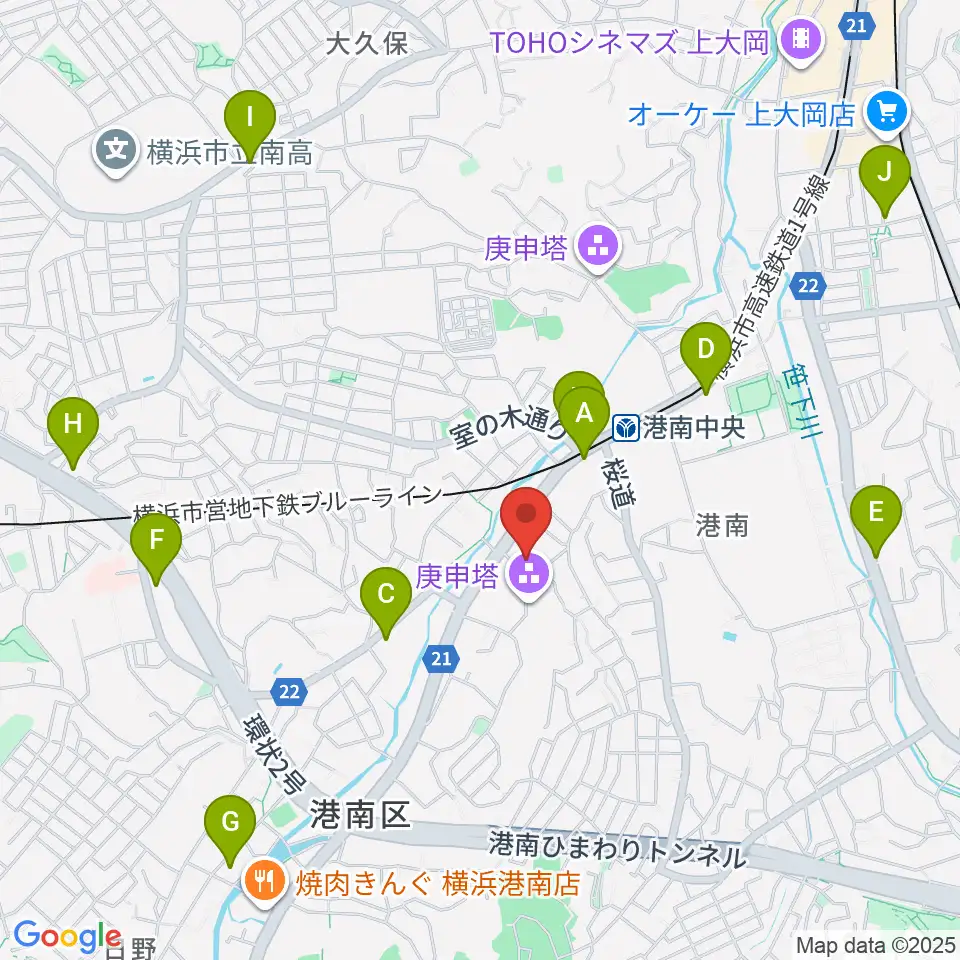 横浜市港南スポーツセンター周辺のコンビニエンスストア一覧地図