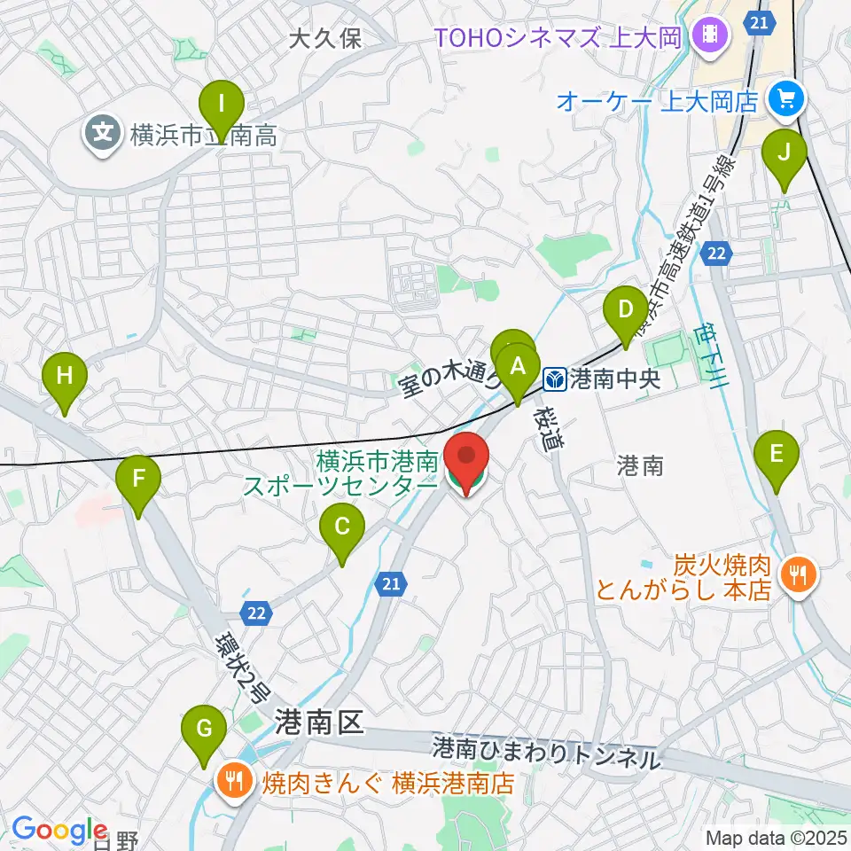 横浜市港南スポーツセンター周辺のコンビニエンスストア一覧地図