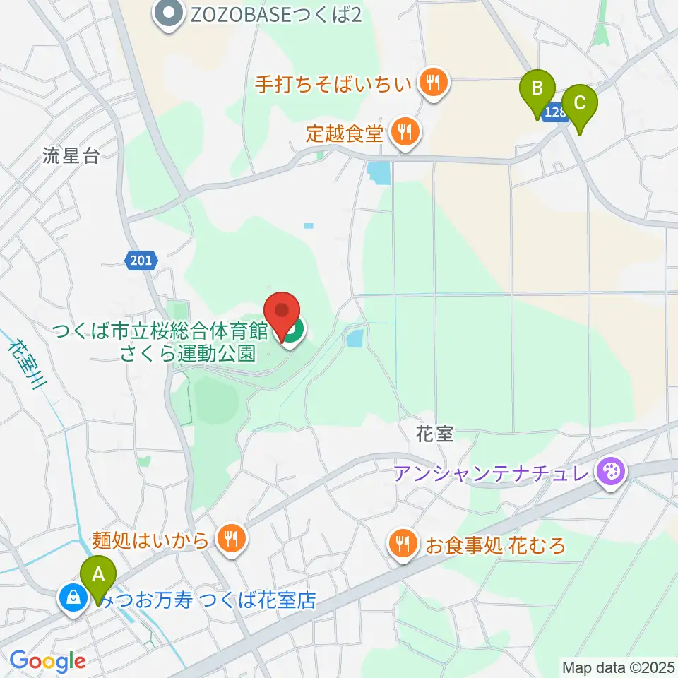 つくば市桜総合体育館周辺のコンビニエンスストア一覧地図