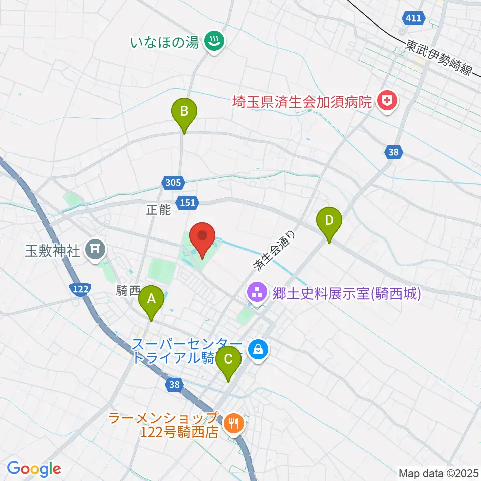 騎西総合体育館ふじアリーナ周辺のコンビニエンスストア一覧地図