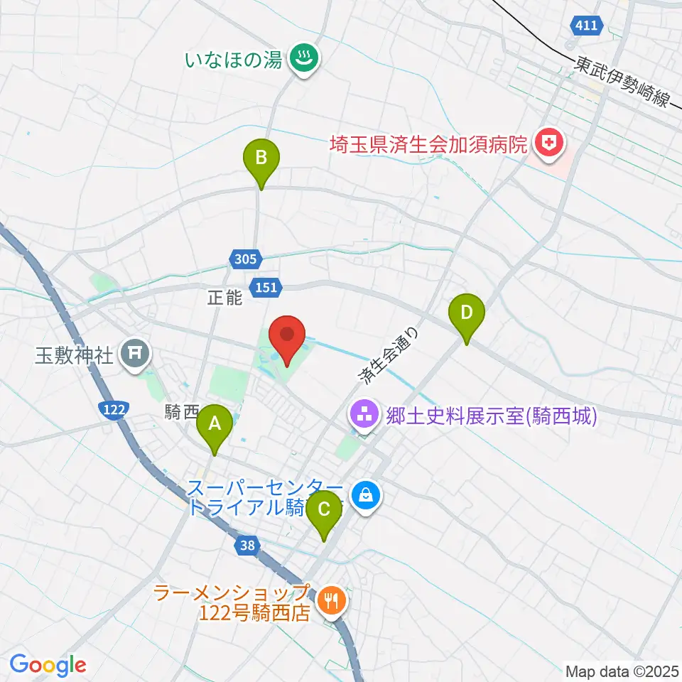 騎西総合体育館ふじアリーナ周辺のコンビニエンスストア一覧地図