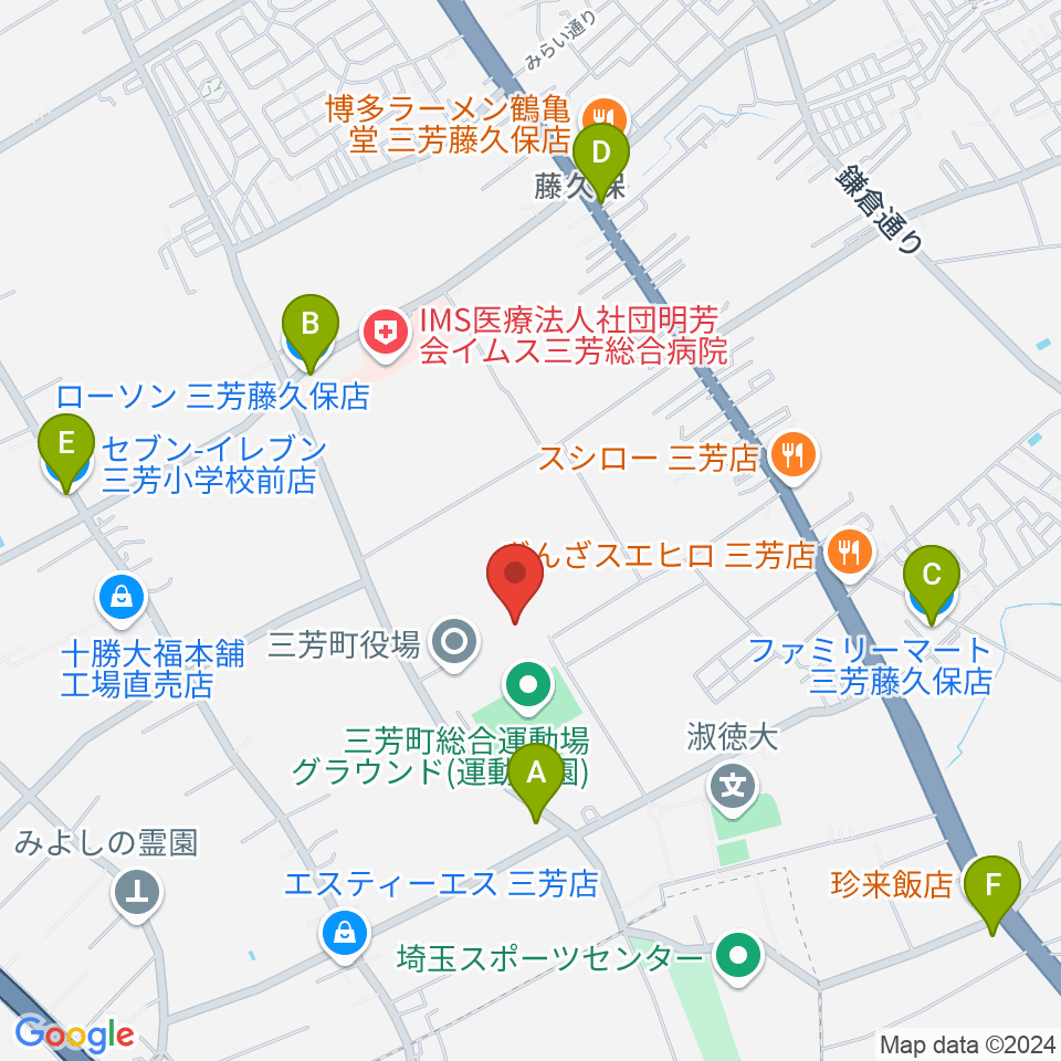 三芳町総合体育館みよしアリーナ周辺のコンビニエンスストア一覧地図