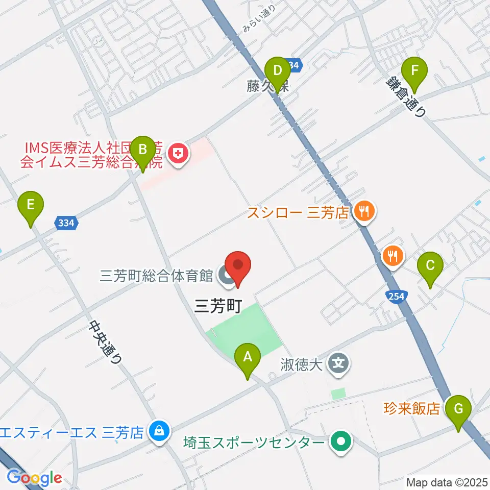 三芳町総合体育館みよしアリーナ周辺のコンビニエンスストア一覧地図