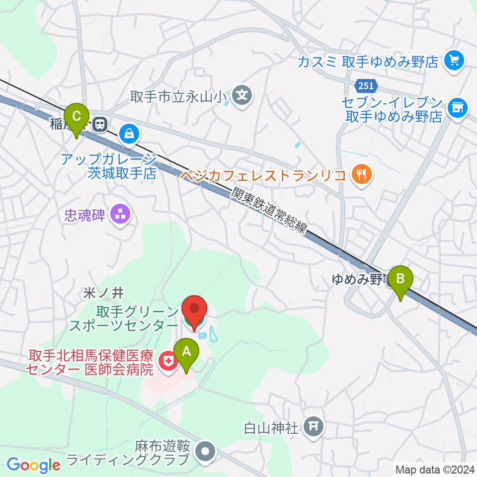 TAC取手グリーンスポーツセンター周辺のコンビニエンスストア一覧地図