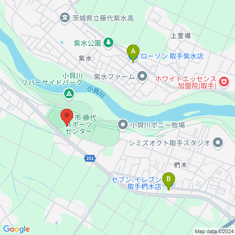 FUYOUアリーナ藤代周辺のコンビニエンスストア一覧地図