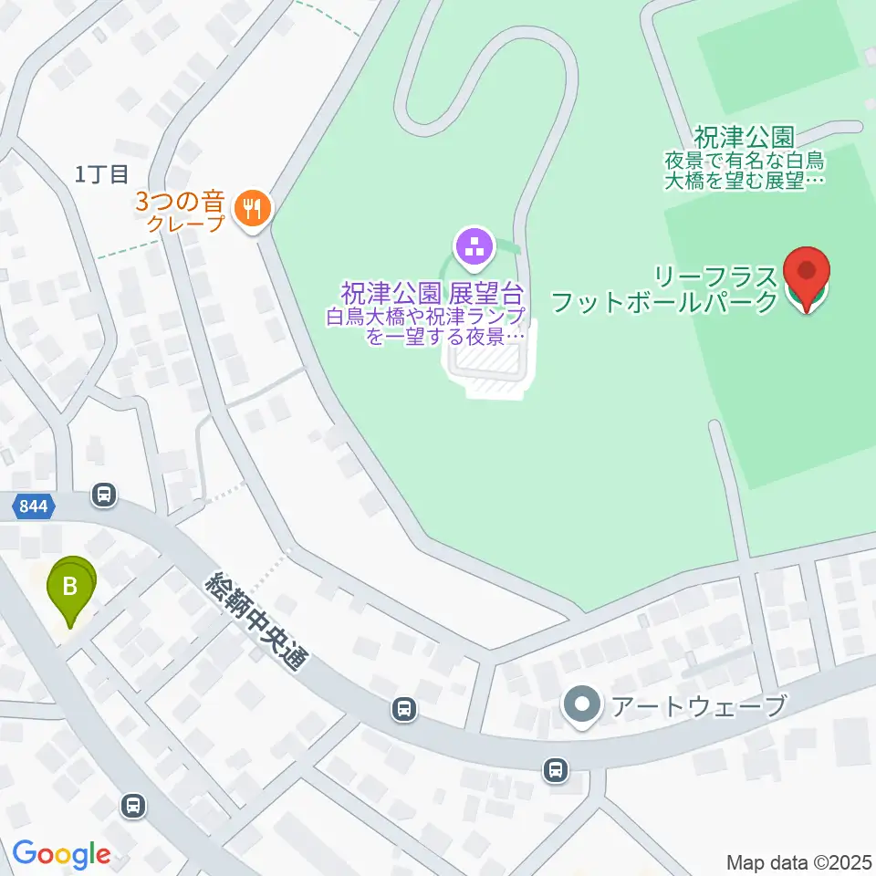 リーフラスフットボールパーク周辺のコンビニエンスストア一覧地図