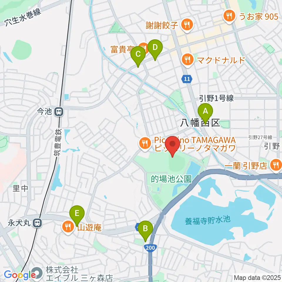 福岡トヨタ的場池スタジアム周辺のコンビニエンスストア一覧地図