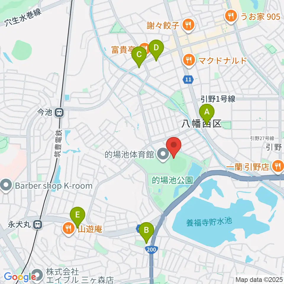 福岡トヨタ的場池スタジアム周辺のコンビニエンスストア一覧地図
