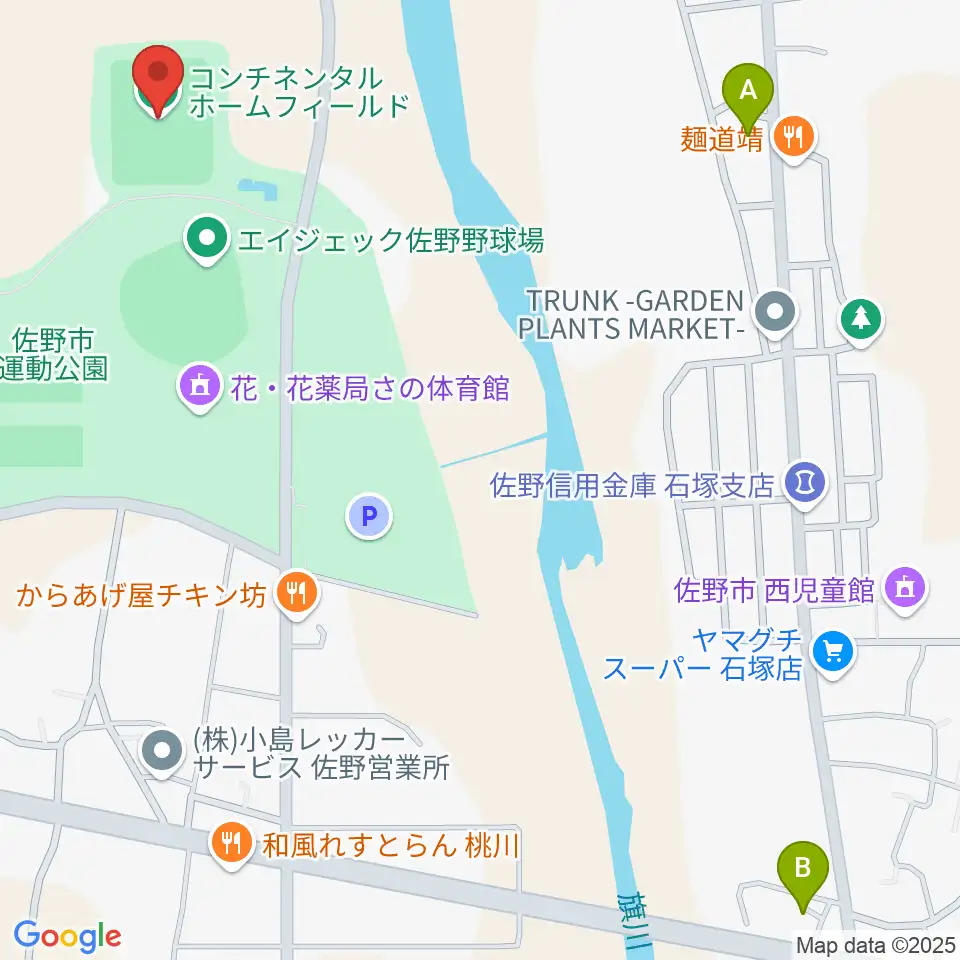 コンチネンタルホームフィールド周辺のコンビニエンスストア一覧地図