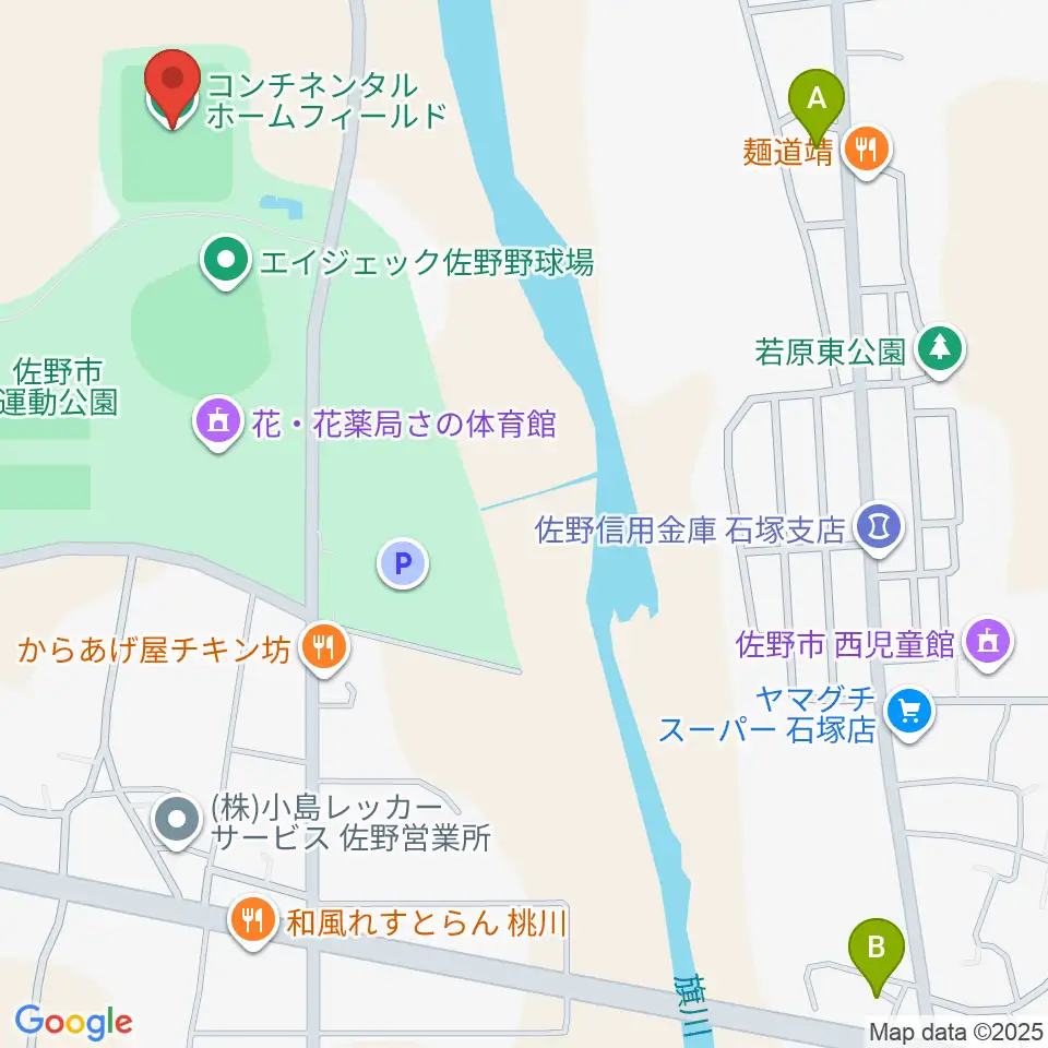 コンチネンタルホームフィールド周辺のコンビニエンスストア一覧地図