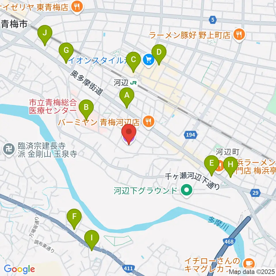 住友金属鉱山アリーナ青梅周辺のコンビニエンスストア一覧地図
