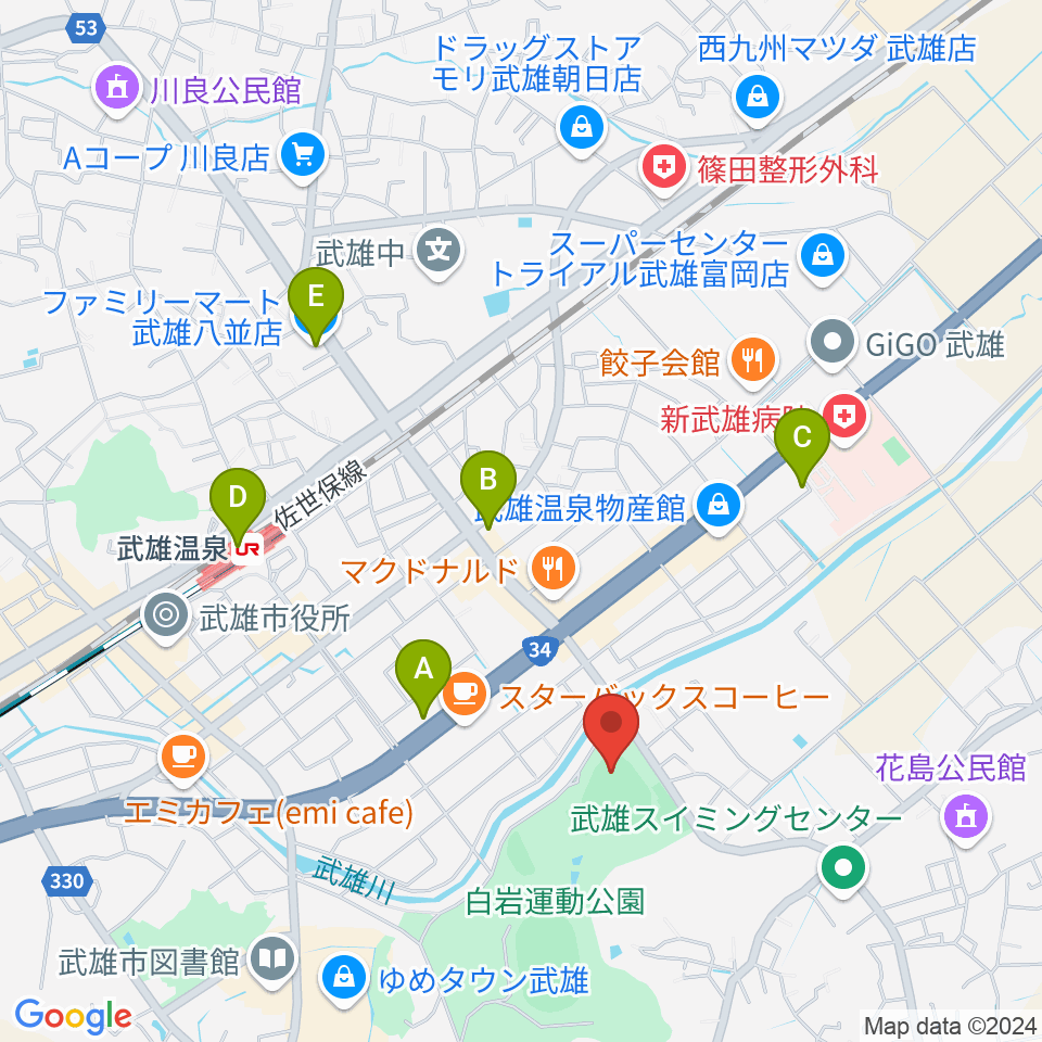 ケーブルワン・スポーツパーク周辺のコンビニエンスストア一覧地図