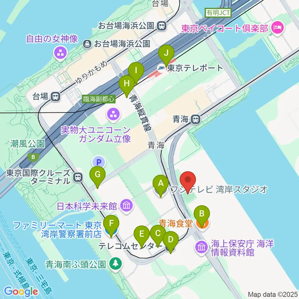 青海中央ふ頭公園 少年野球場周辺のコンビニエンスストア一覧地図