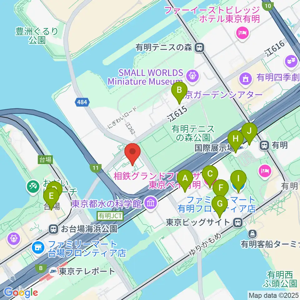 東京都虹の下水道館周辺のコンビニエンスストア一覧地図