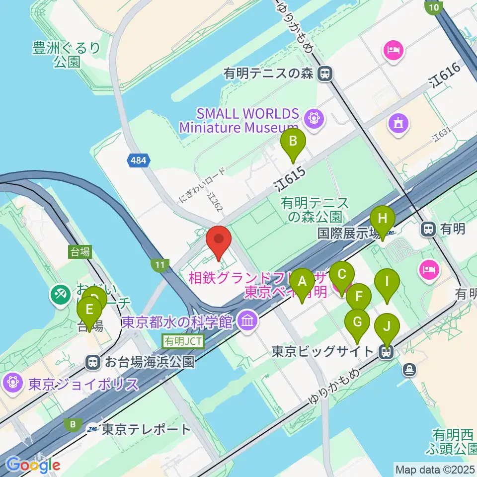 東京都虹の下水道館周辺のコンビニエンスストア一覧地図