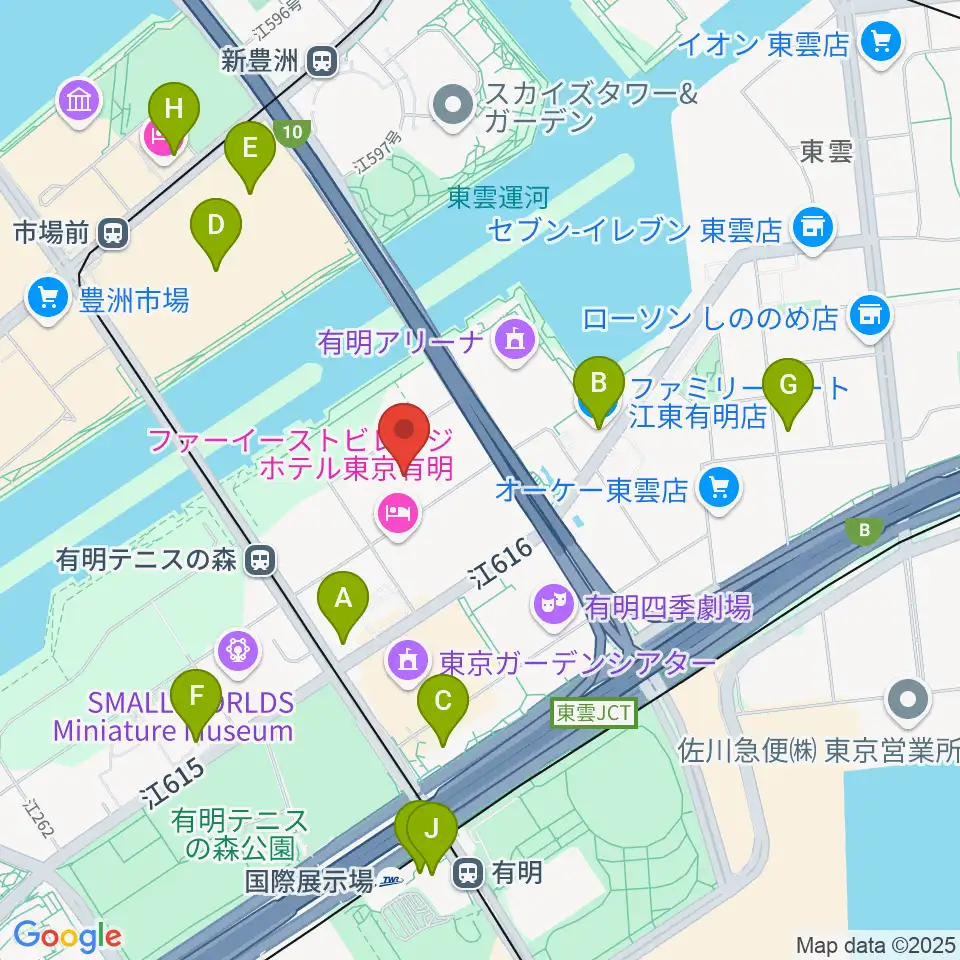 有明GYM-EX周辺のコンビニエンスストア一覧地図