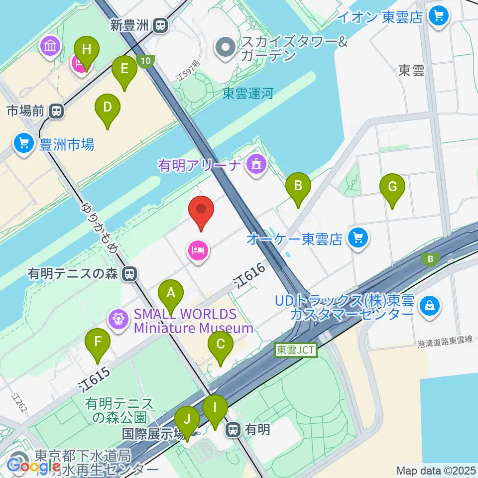 有明GYM-EX周辺のコンビニエンスストア一覧地図