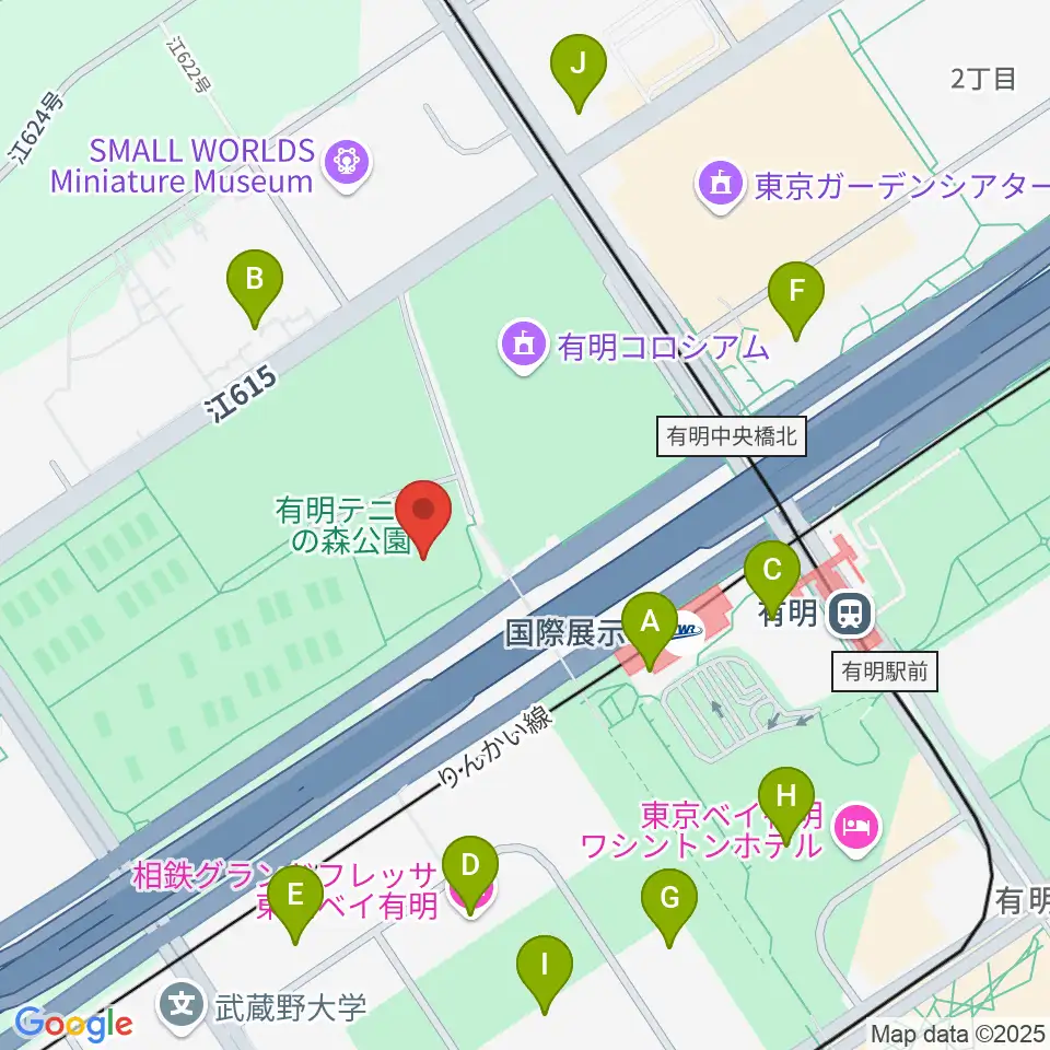 有明テニスの森公園ショーコート周辺のコンビニエンスストア一覧地図