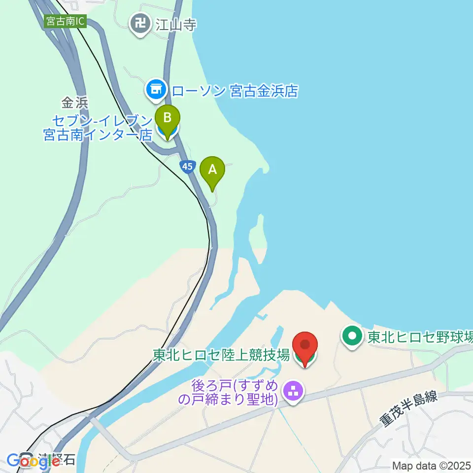 東北ヒロセ陸上競技場周辺のコンビニエンスストア一覧地図