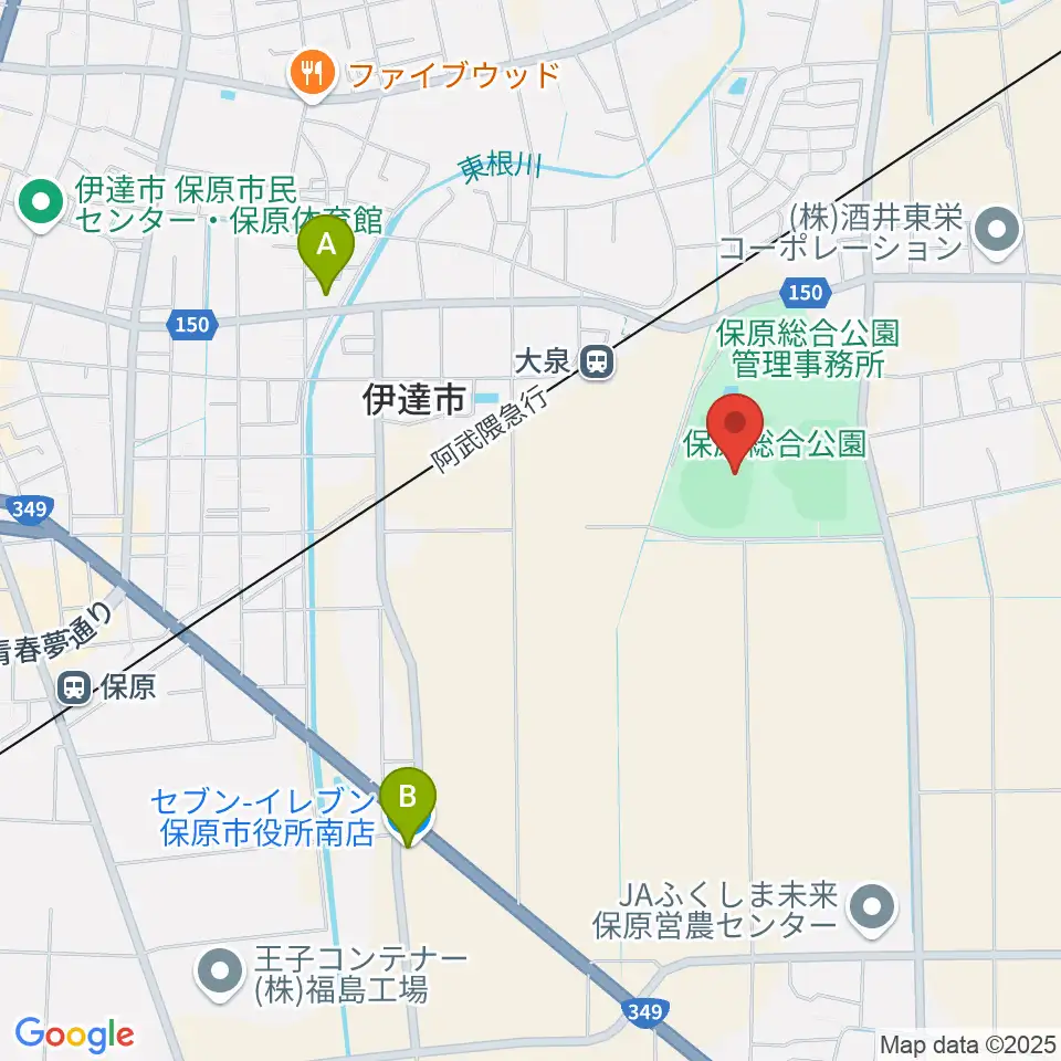 エフコム大泉球場周辺のコンビニエンスストア一覧地図