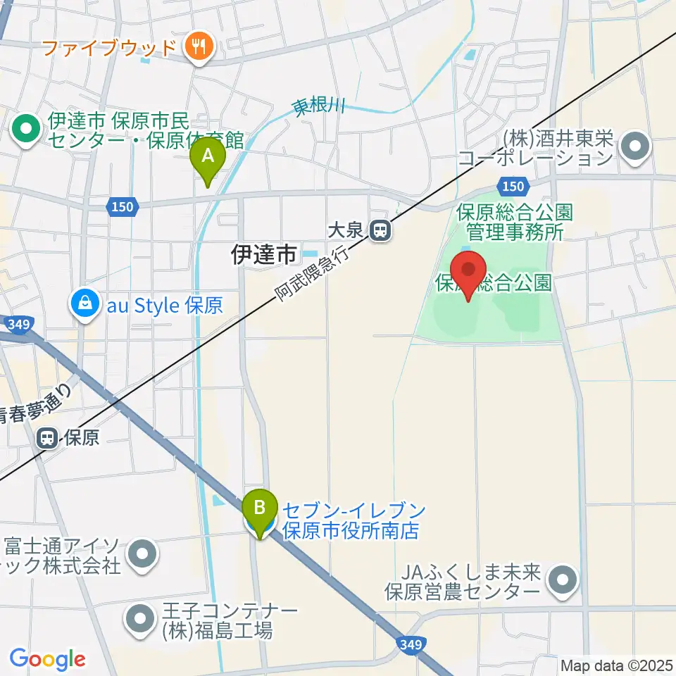 エフコム大泉球場周辺のコンビニエンスストア一覧地図