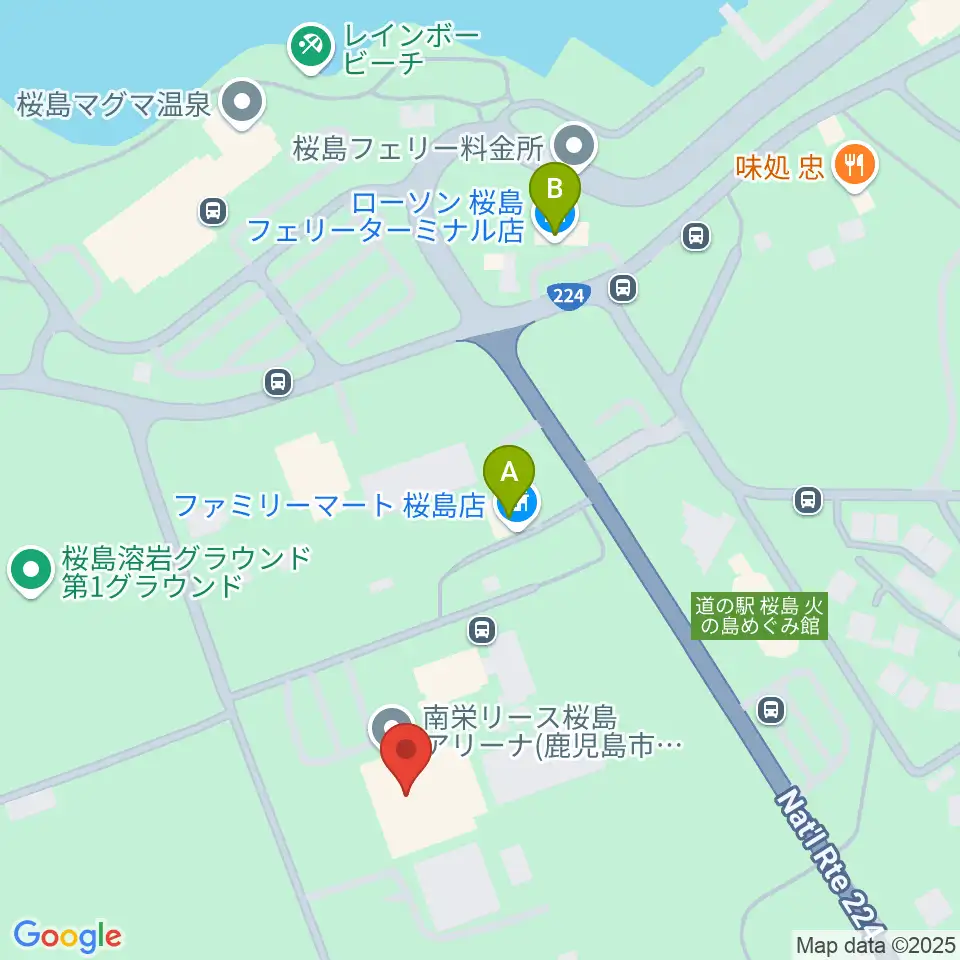 南栄リース桜島アリーナ周辺のコンビニエンスストア一覧地図