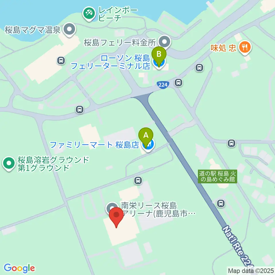 南栄リース桜島アリーナ周辺のコンビニエンスストア一覧地図