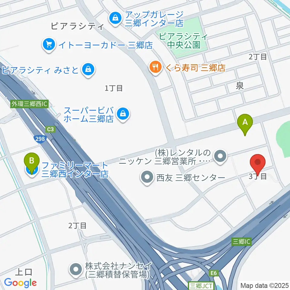 セナリオハウスフィールド三郷周辺のコンビニエンスストア一覧地図