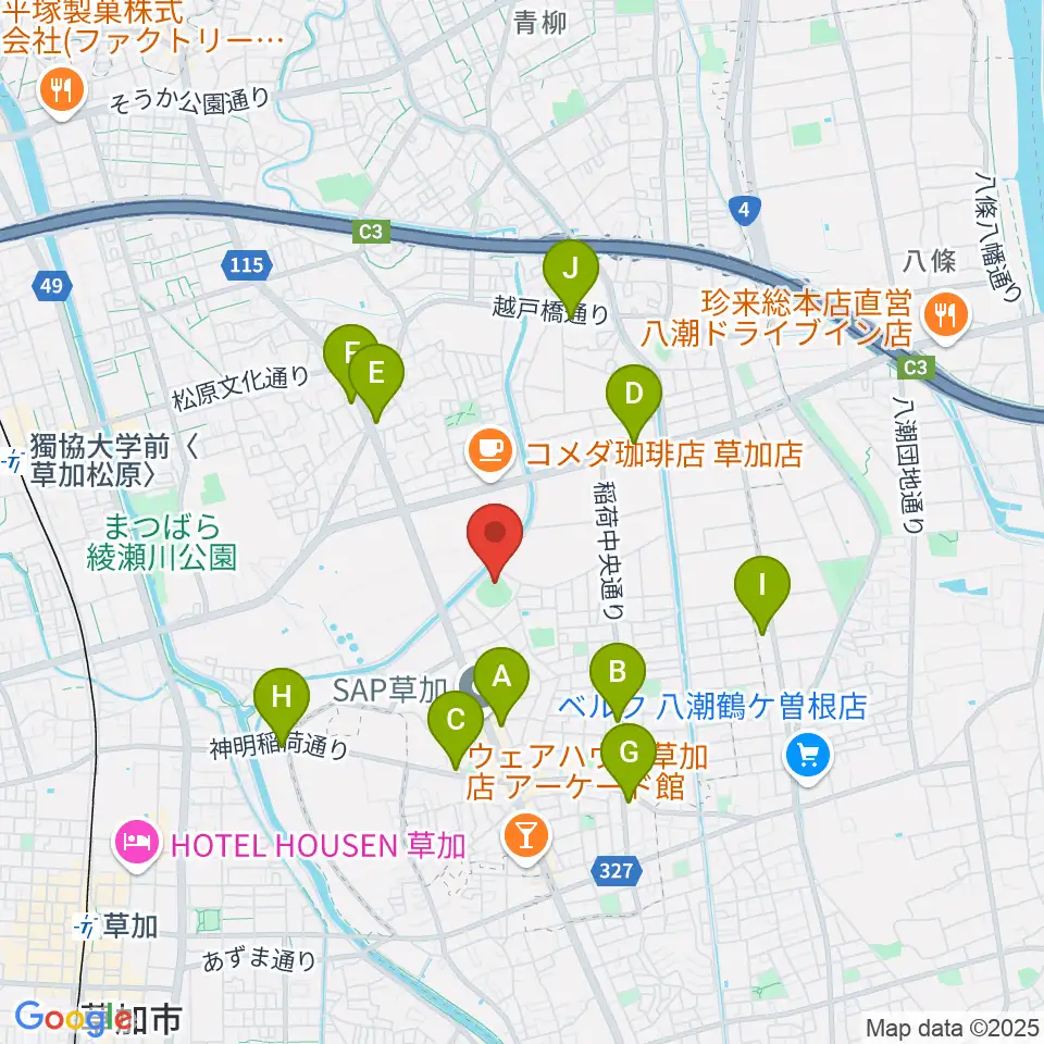 旭鋼管ベースボールパーク周辺のコンビニエンスストア一覧地図