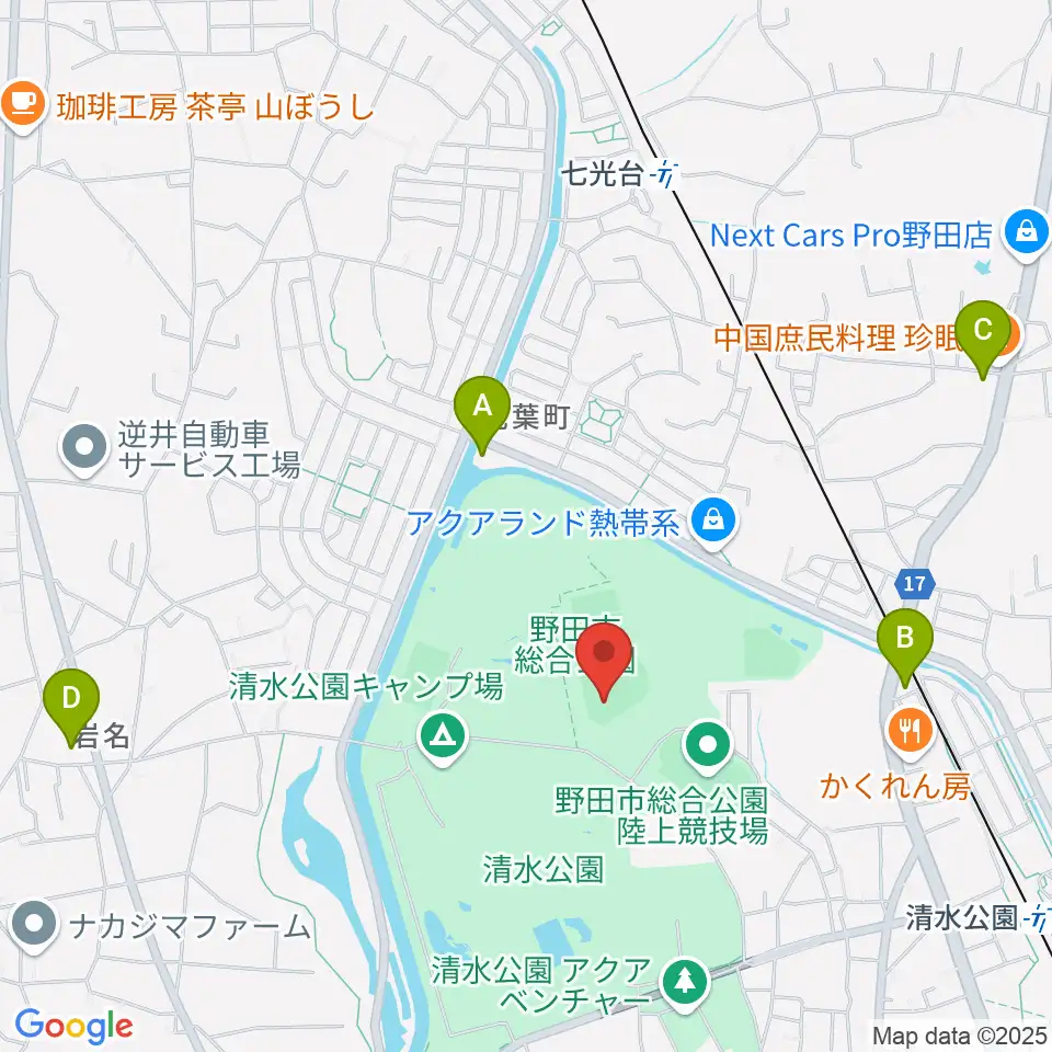 SAN-POWスタジアム野田周辺のコンビニエンスストア一覧地図