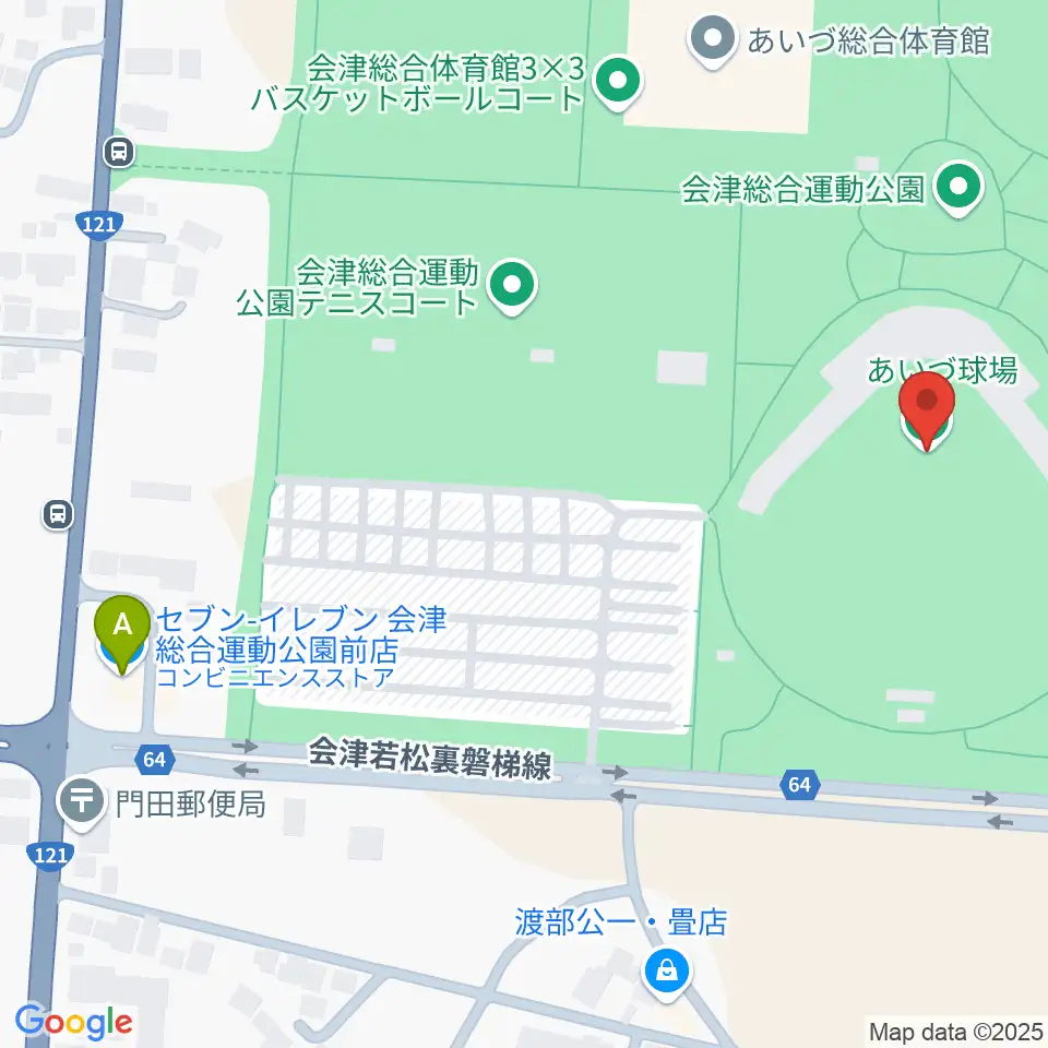 あいづ球場周辺のコンビニエンスストア一覧地図