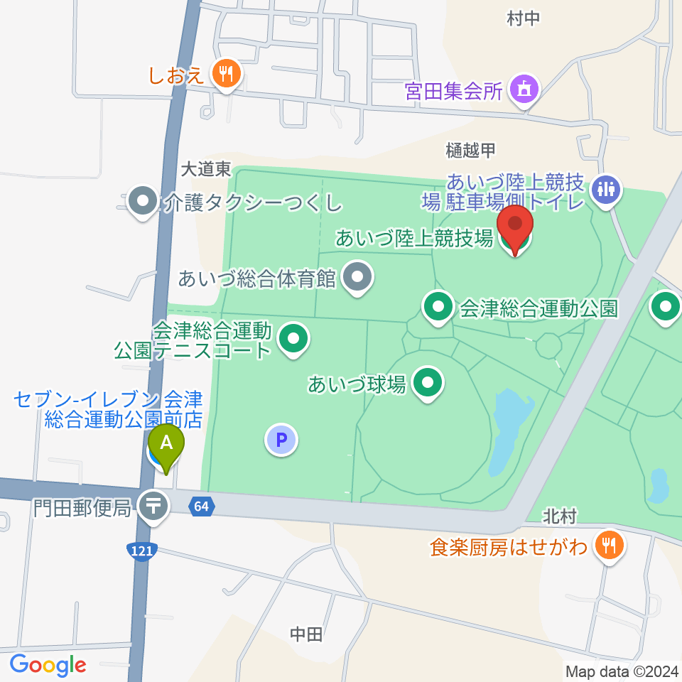 あいづ陸上競技場周辺のコンビニエンスストア一覧地図