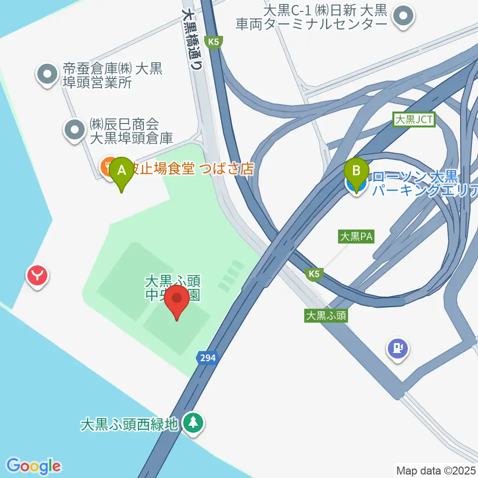 大黒ふ頭中央公園運動広場周辺のコンビニエンスストア一覧地図