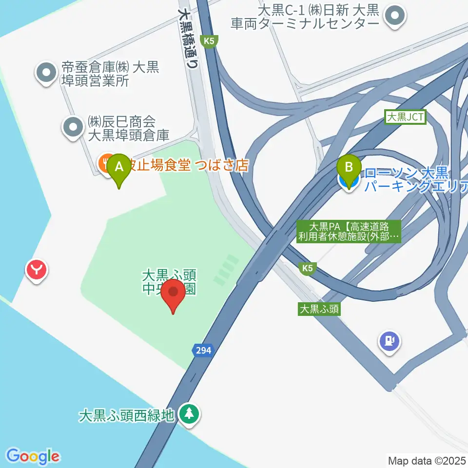 大黒ふ頭中央公園運動広場周辺のコンビニエンスストア一覧地図