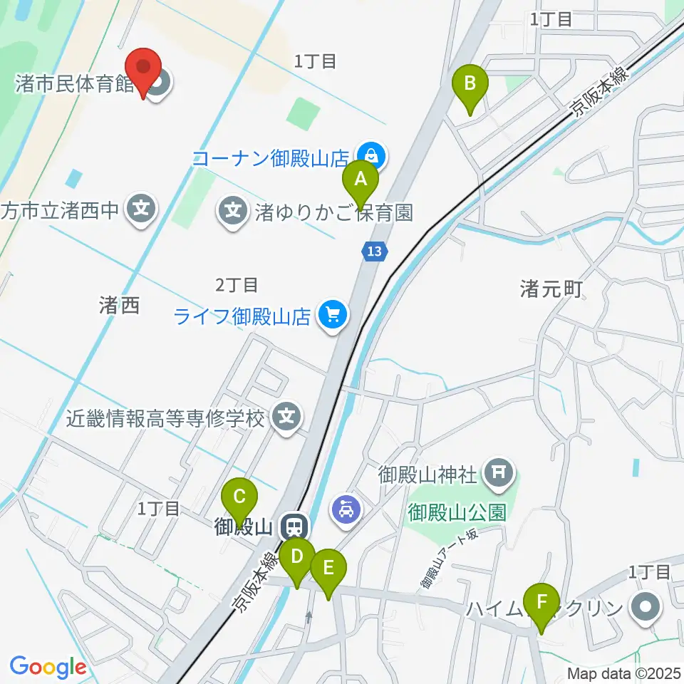昌栄工務店ひらかた渚体育館周辺のコンビニエンスストア一覧地図