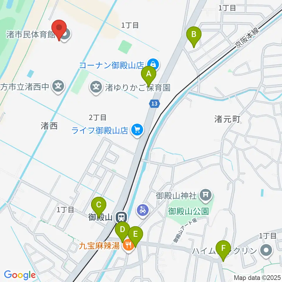 昌栄工務店ひらかた渚体育館周辺のコンビニエンスストア一覧地図